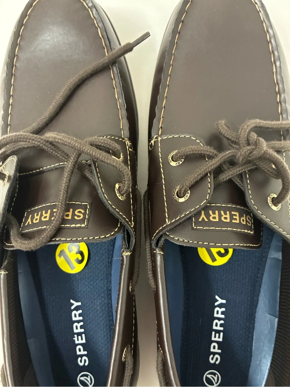 Sperry Men's Dark Brown Leather Lace-Up Boat Shoes Size 13